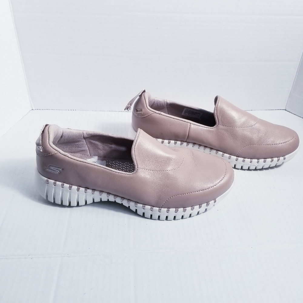 SKECHERS AIR COOLED GOGA MAT TANISH PINK SLIP ON SNEAKERS SIZE 7.5